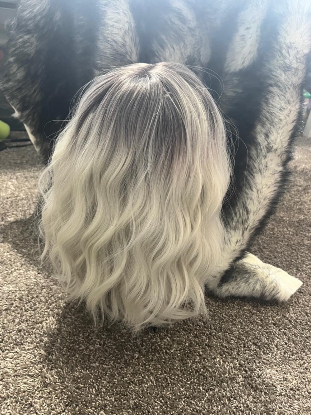 Soft Wavy Blonde Ombre Synthetic Wig with Bangs - Women Hair - Picture 3 of 7